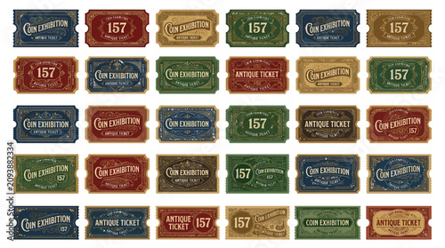 Vintage Coin Exhibition Tickets Collection - Antique Style Admission Passes