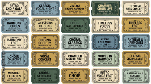 Vintage Choir Concert Tickets Collection - Retro Music Event Passes
