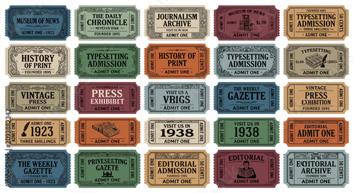Vintage Newspaper Tickets Collection - History of Print and Journalism