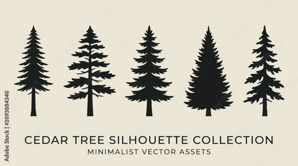 Obraz premium Pine tree silhouette collection