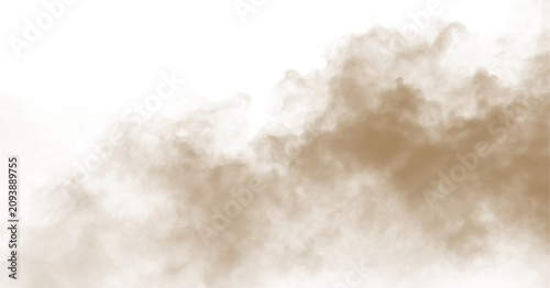 Fotografie Dust sand soil smoke cloud particles isolated on transparent white background