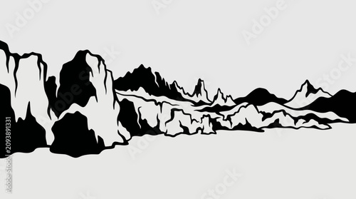 Cuadro en lienzo Stylized mountain range silhouette