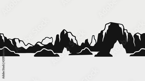 Tableau sur toile Stylized mountain range silhouette