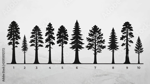 Fotografie Tree silhouette variety lineup
