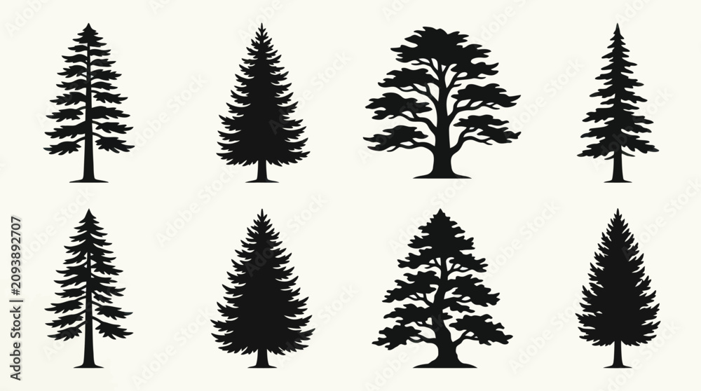 Obraz premium Tree silhouettes collection