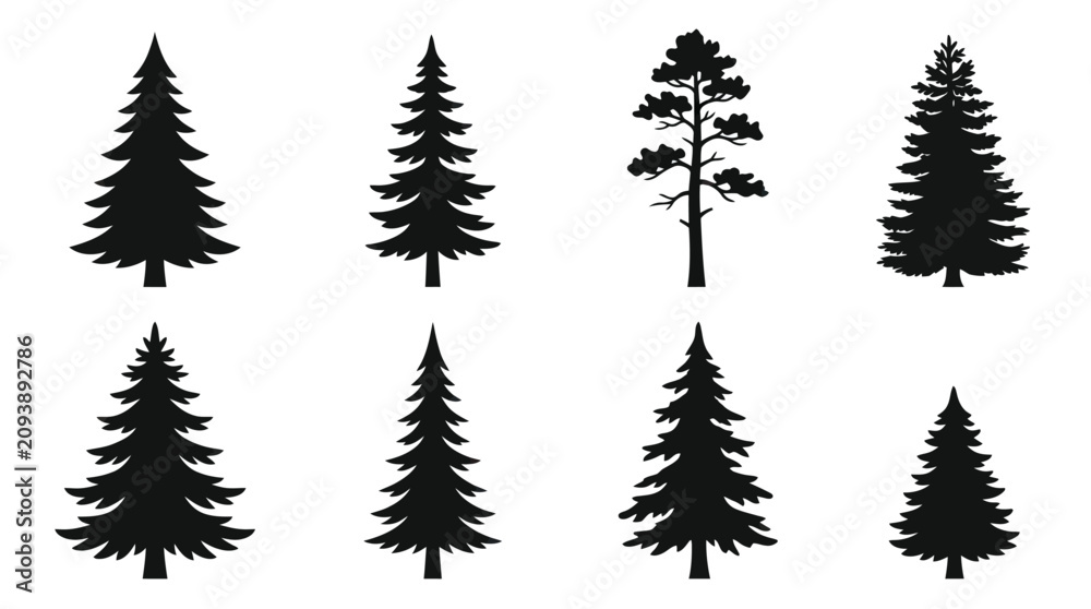 Obraz premium Tree silhouettes collection