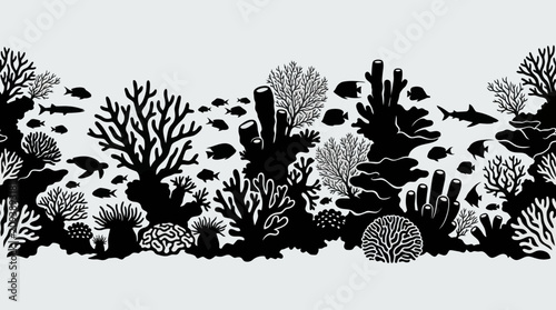 Obraz na plátně Underwater coral reef silhouette