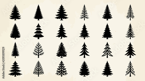 Black tree silhouettes collection