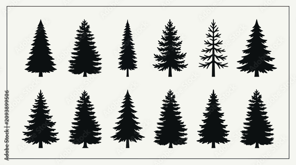 Fototapeta premium Colorful decorative tree silhouettes