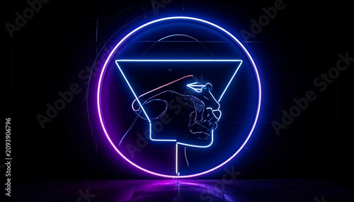 Abstract digital brain surrounded by glowing blue light.
