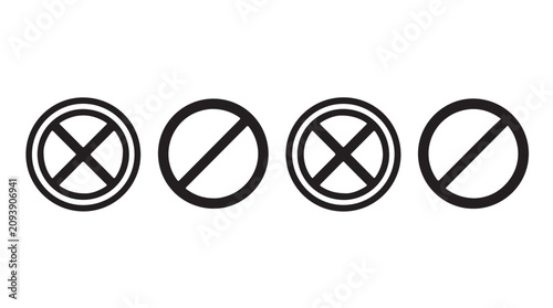 Prohibition and restriction icons with circular symbols