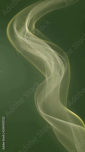Golden Ethereal Waves Flowing on Dark Green Background