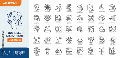 Bild auf Leinwand Business disruption icon set