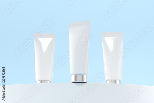 Foto Cosmetic tube with sliver cap sky minimalist showcase low angle hero view 3d ren