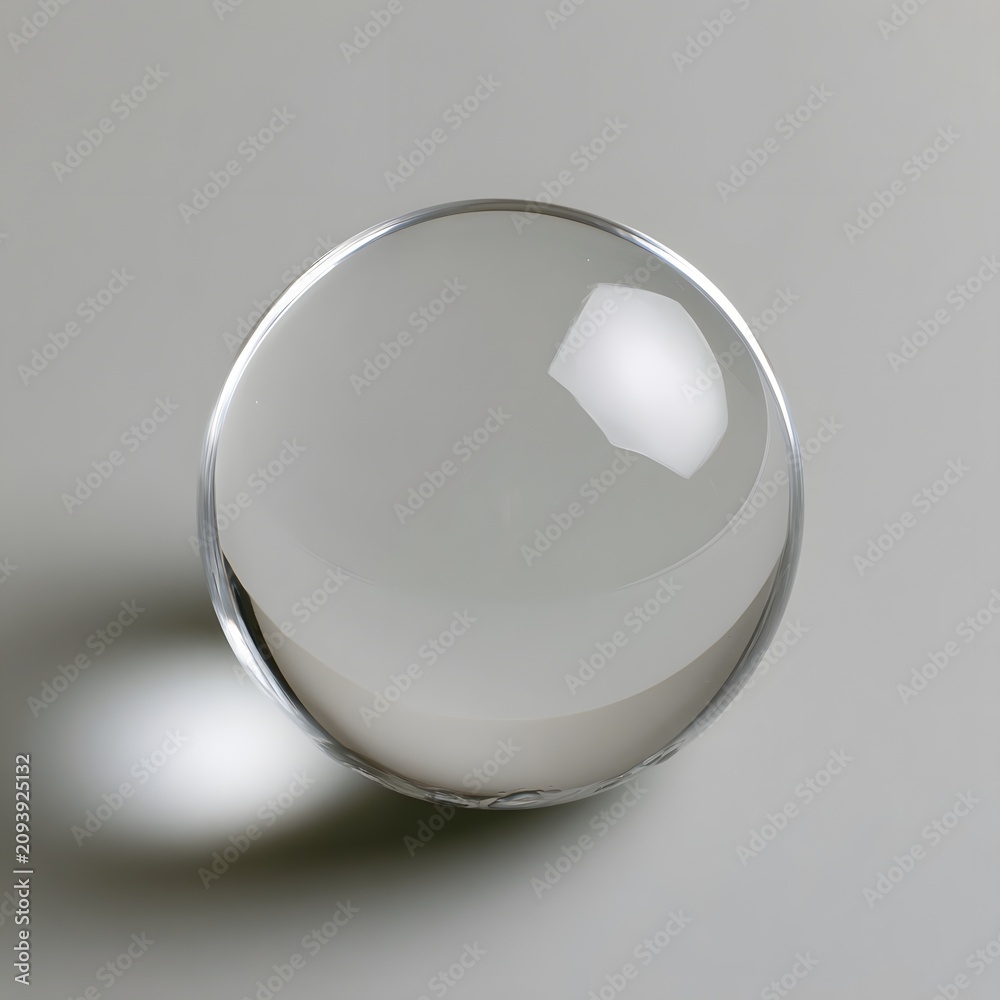 Fototapeta premium Sealed glass sphere with air bubble on pale grey backdrop