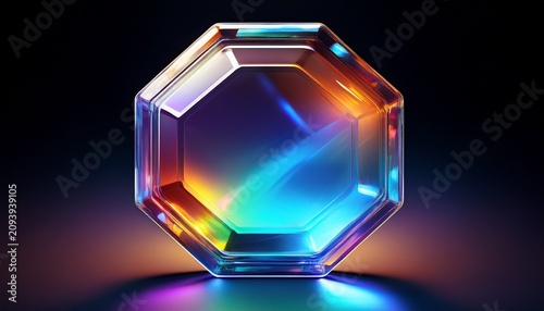 Hexagonal Glass Button With Iridescent Glow
