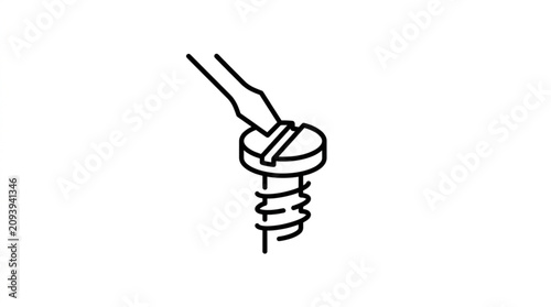 Close up illustration of a screw being tightened by a screwdriver.
