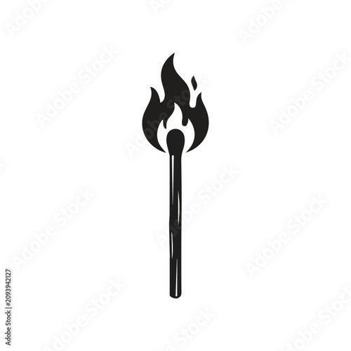 Photography Burning matchstick icon with ignition matchstick graphics minimalist