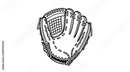 Fotografie Baseball glove illustration on a white background.