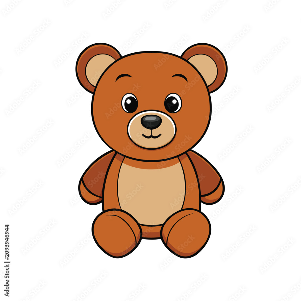 Fototapeta premium Cute teddy bear toy vector illustration isolated on white background.