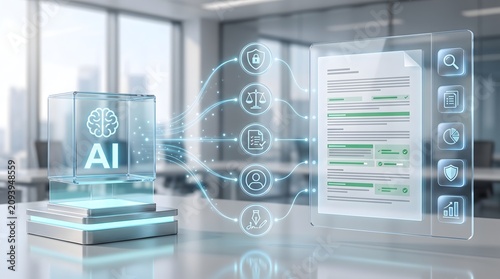 Automated legal document review system featuring intelligent compliance auditing and contract verification in an enterprise workplace