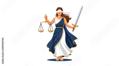 Fotografía Lady Justice holding scales and sword, symbol of law and justice