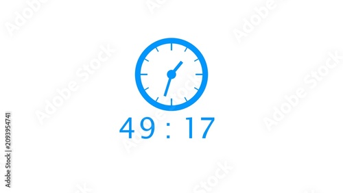 Canvastavla Graphic representation of time flow with blue clock hands moving over digital time stamp