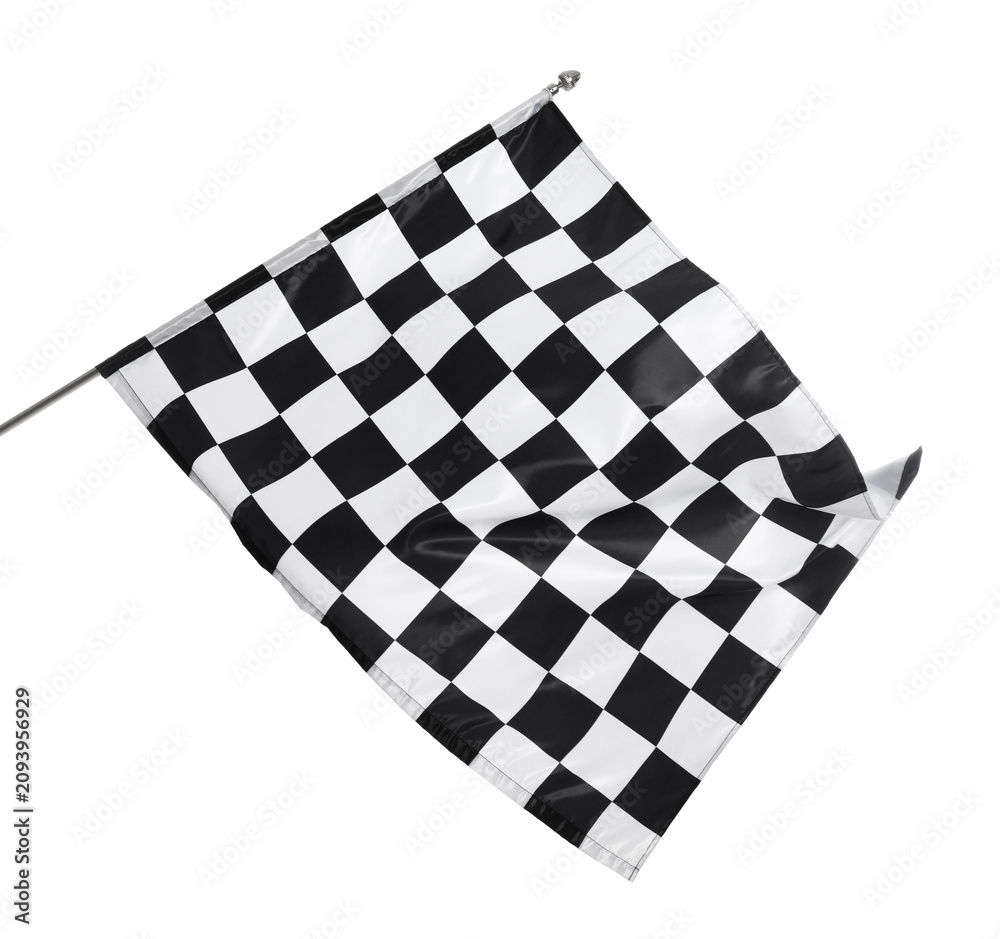 Obraz premium One checkered finish flag isolated on white