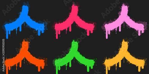 Fotografie Colorful Dripping Paint Strokes Against Black Background