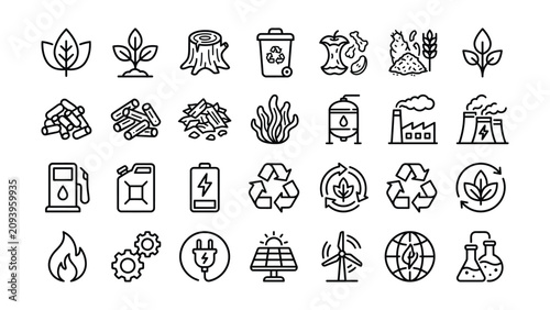 Eco friendly icons for green energy and recycling concepts  sustainable living symbols