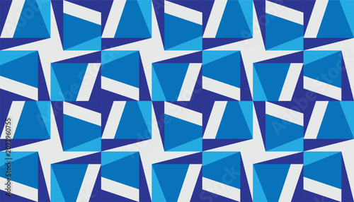 Obraz na płótnie Abstract geometric seamless pattern with 3D blue pinwheel shapes