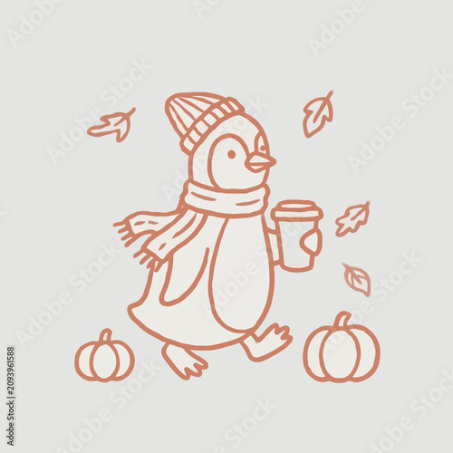 Photos Cute Penguin Wearing Winter Clothing.