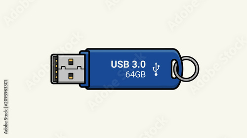 Quadro su tela Memory stick with sixty-four gigabytes of space serves as a reliable tool for transferring files