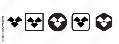 Abstract Geometric Logo Icon Set Black Diamond Minimalist App Badge Hexagon Square Vector Collection