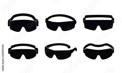 Принти на полотні Set of black safety glasses icons isolated on a clear white background set