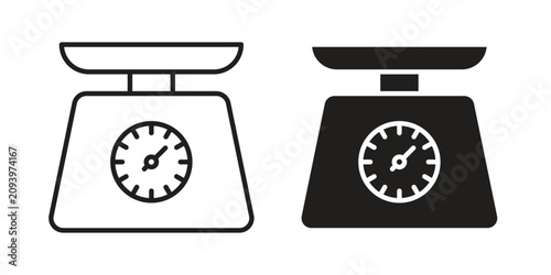 Foto Kitchen scales icon thin line pictograms group