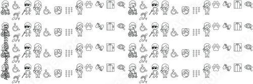 Inclusive design icons for disability awareness and accessibility features in line art
