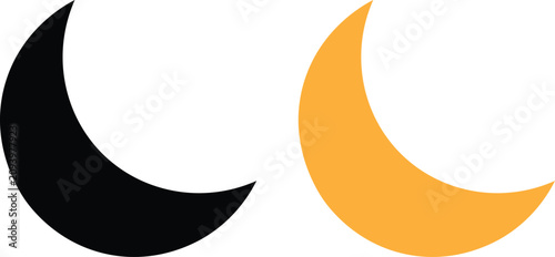 Crescent shapes in black and orange on transparent background  crescent moon symbols