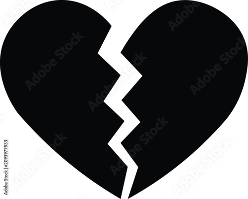 Fotografie Broken heart symbol with crack isolated on transparent background  heartbreak an