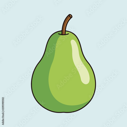 Green Pear Fruit Isolated on Light Blue Background