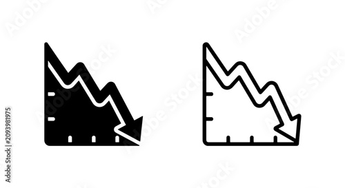 Bild auf Leinwand Negative performance and declining trend chart icons with downward