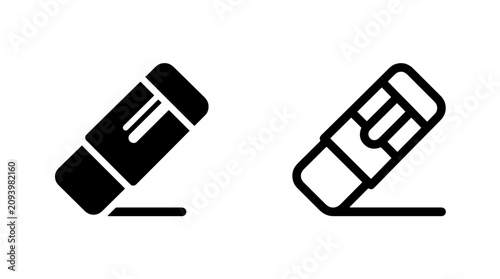 Bild auf Leinwand Minimalist stationery pencil eraser icon set with stationery, correction