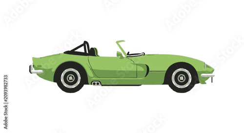 Canvas Print Green classic open top roadster sports car side view