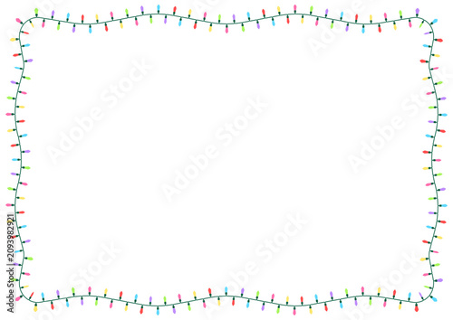 クリスマス ストリングライト フレーム 消灯 ベクター / Christmas String Lights Frame Unlit Vector