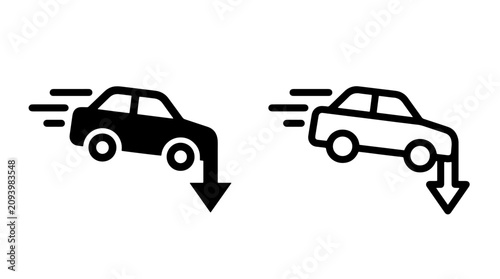 Konstfotografi Car breakdown or accident icon with downward arrow breakdown accident