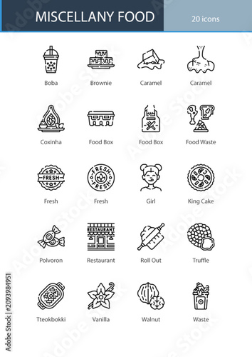 Obraz na plátně Miscellany Food Variety Meal Cuisine Icon Set