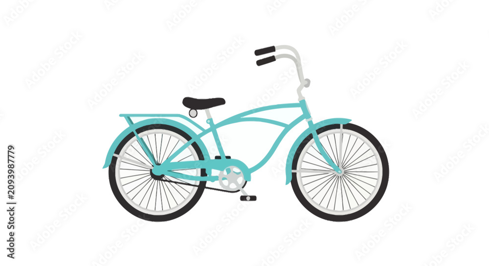 Fototapeta premium Turquoise cruiser bicycle with vintage frame design