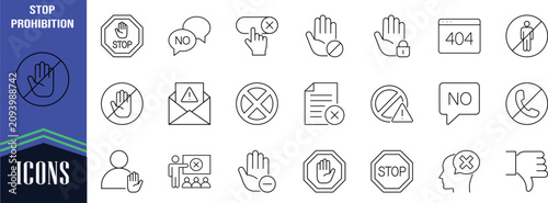 Cuadro en lienzo Stop prohibition denial outline icons