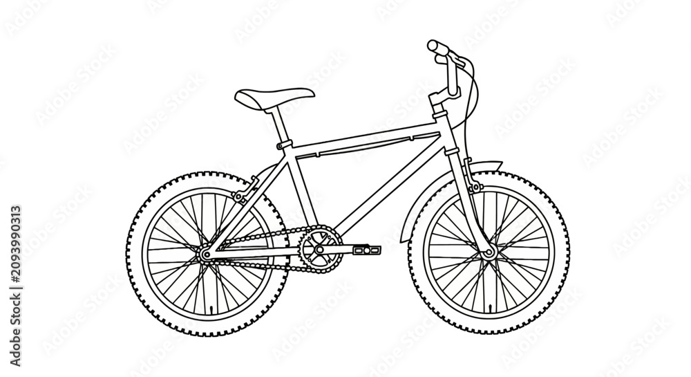 Obraz premium Mountain bike outline for coloring or technical design