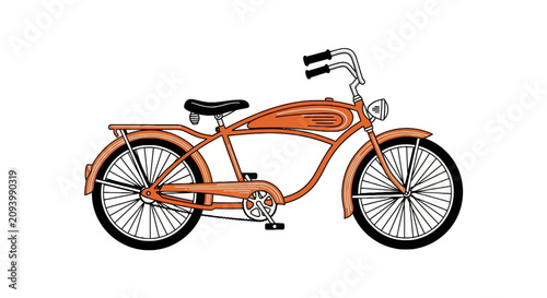 Bild auf Leinwand Vintage orange beach cruiser bicycle with retro design